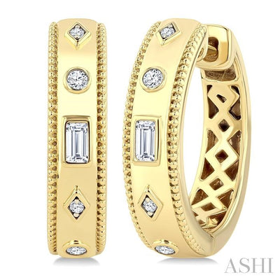 Mixed Shape Bezel Set Diamond Huggie Earrings