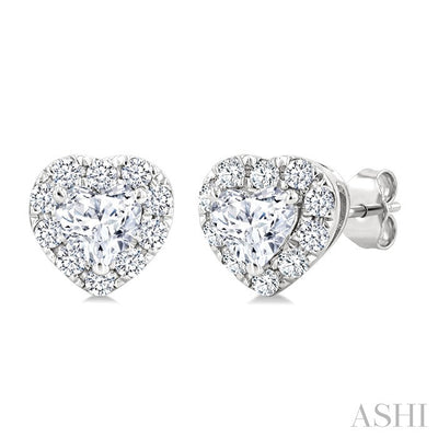 Heart Shape Halo Diamond Fashion Earrings