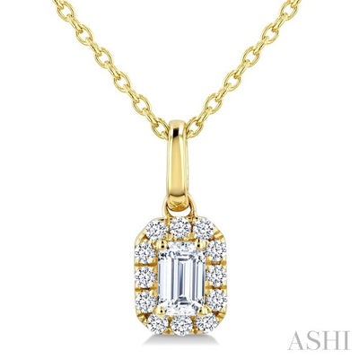Emerald Shape Halo Diamond Fashion Pendant