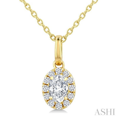 Oval Shape Halo Diamond Fashion Pendant