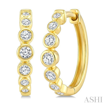 Graduated Bezel Set Diamond Fashion Hoop Earrings