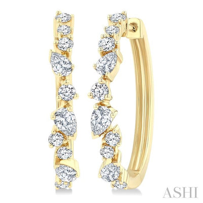 Mixed Shape Scatter Diamond Fashion Hoop Earrings