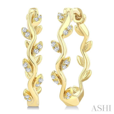 Leaf Diamond Fashion Hoop Earrings