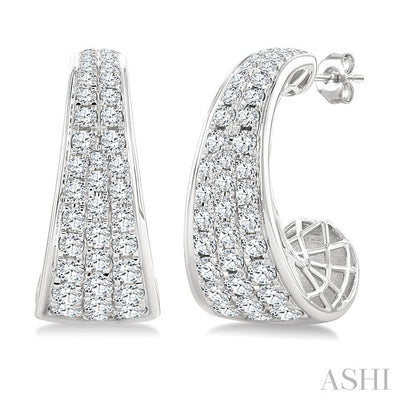 Pave Set Diamond Fashion Half Hoop Earrings