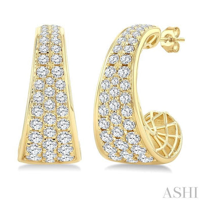 Pave Set Diamond Fashion Half Hoop Earrings
