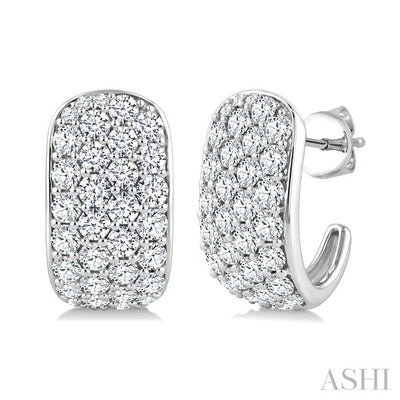 4 Row Diamond Fashion Pave Half Hoop Earrings