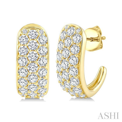 3 Row Diamond Fashion Pave Half Hoop Earrings