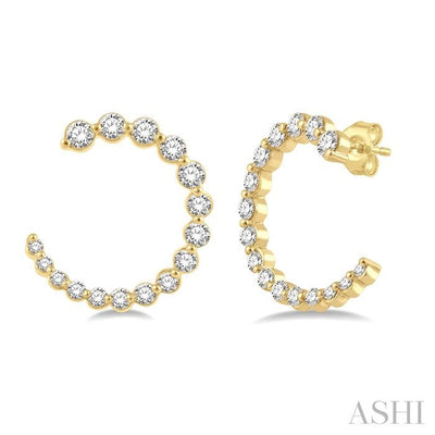 Graduated Diamond Half Hoop Earrings
