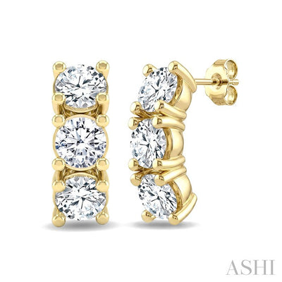 3 Stone Diamond Fashion Earrings