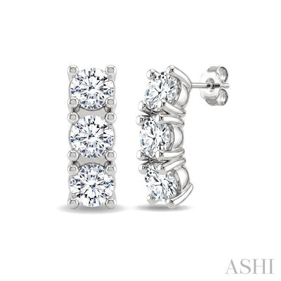 3 Stone Diamond Fashion Earrings