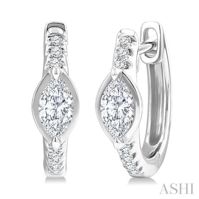Marquise Shape Diamond Huggie Fashion Earrings