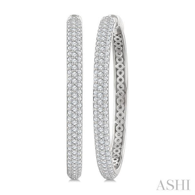 Pave Set Diamond Fashion Hoop Earrings