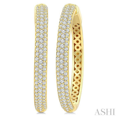 Pave Set Diamond Fashion Hoop Earrings