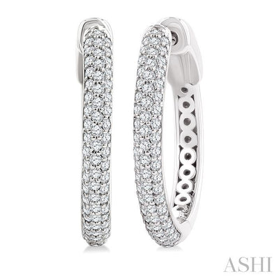 Pave Set Diamond Fashion Hoop Earrings