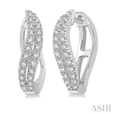 Curved Diamond Fashion Hoop Earrings