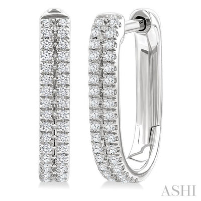 Double Row Diamond Hoop Earrings