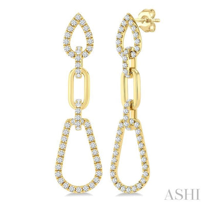 Pear Shape Link Diamond Fashion Earrings