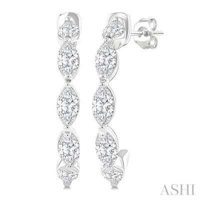 Marquise Shape Diamond Fashion Half Hoop Earrings