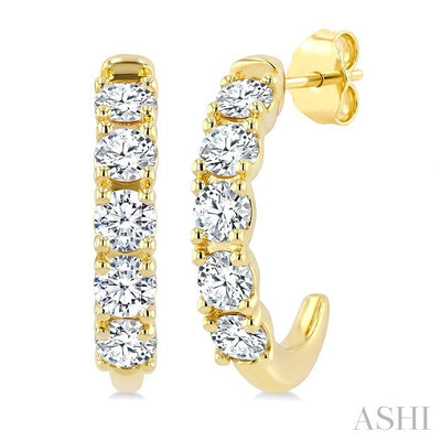 Round Shape Diamond Fashion Half Hoop Earrings