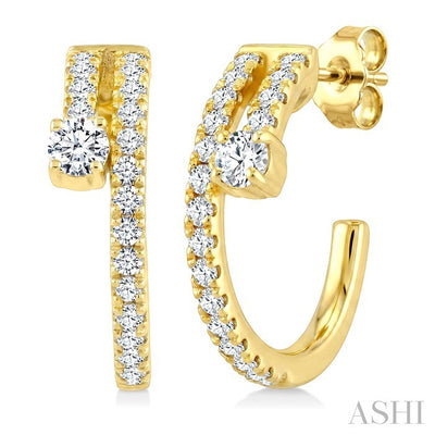 Diamond Fashion Half Hoop Earrings