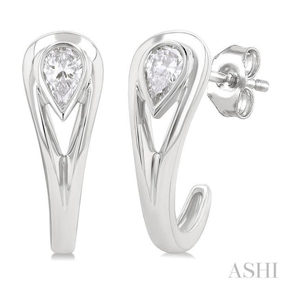 Pear Shape Diamond Half Hoop Fashion Earrings