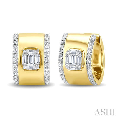 Fusion Diamond Fashion Huggie Earrings