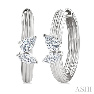 Ribbed Diamond Fashion Hoop Earrings