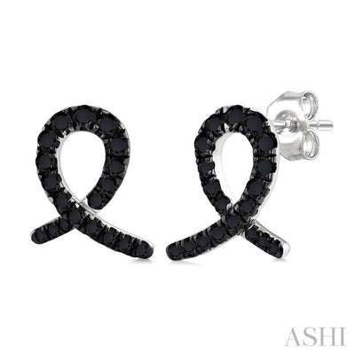 Ribbon Black Diamond Fashion Earrings