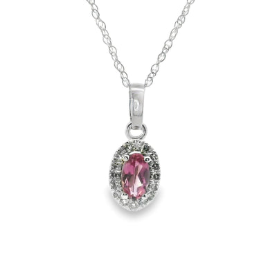 Pink Tourmaline & Diamond Pendant