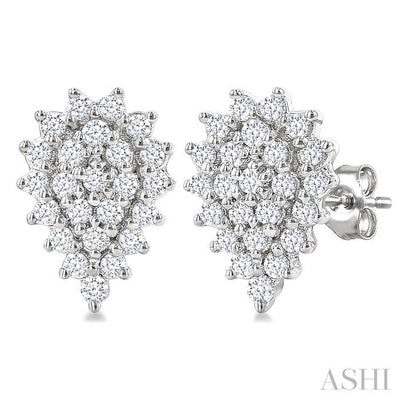 Pear Shape Petite Cluster Diamond Fashion Earrings