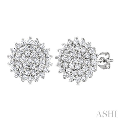 Round Shape Petite Cluster Diamond Fashion Earrings