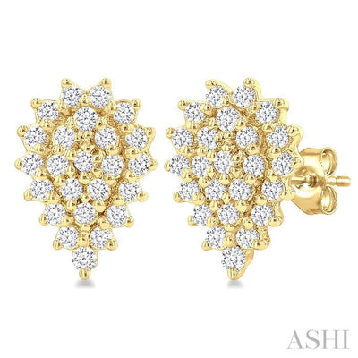 Pear Shape Petite Cluster Diamond Fashion Earrings