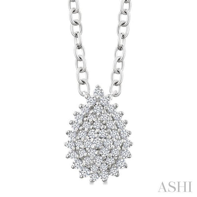 Pear Shape Petite Cluster Diamond Fashion Pendant