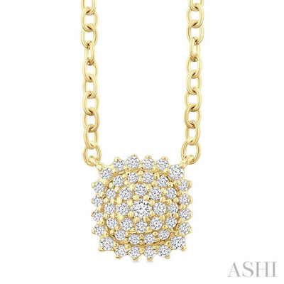 Cushion Shape Petite Cluster Diamond Fashion Pendant