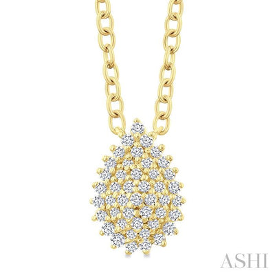 Pear Shape Petite Cluster Diamond Fashion Pendant