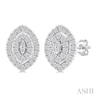 Marquise Shape Petite Halo Diamond Fashion Earrings
