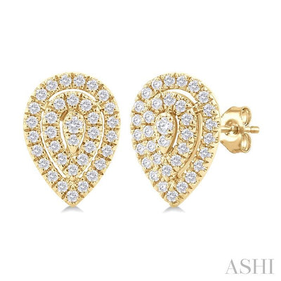 Pear Shape Petite Halo Diamond Fashion Earrings