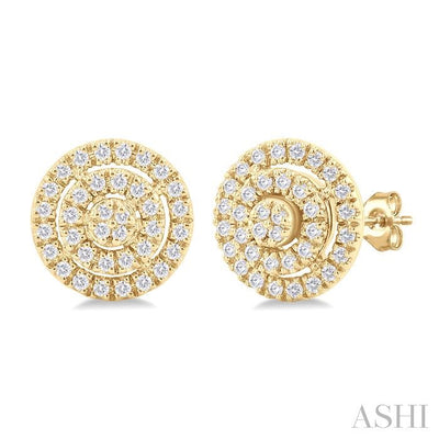 Round Shape Petite Halo Diamond Fashion Earrings