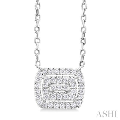 Emerald Shape Petite Halo Diamond Fashion Pendant