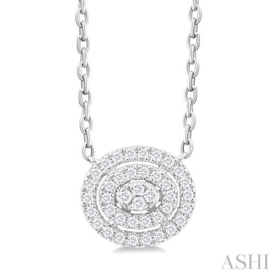 Oval Shape Petite Halo Diamond Fashion Pendant