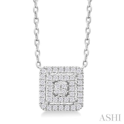 Princess Shape Petite Halo Diamond Fashion Pendant