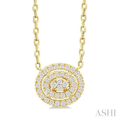 Oval Shape Petite Halo Diamond Fashion Pendant