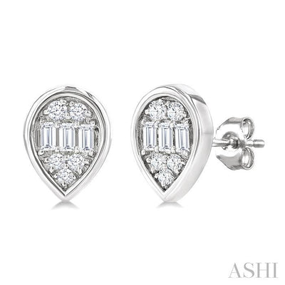 Pear Shape Bezel Set Petite Fusion Diamond Fashion Earrings