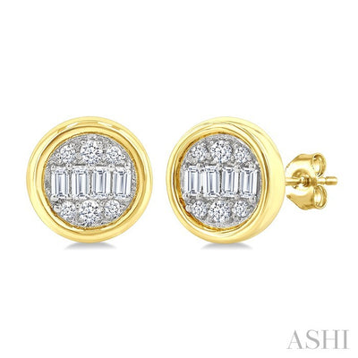 Round Shape Bezel Set Petite Fusion Diamond Fashion Earrings