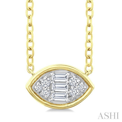 Marquise Shape East-West Bezel Set Petite Fusion Diamond Fashion Pendant