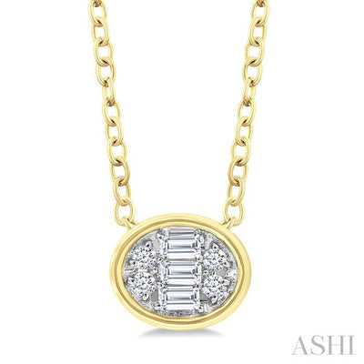 Oval Shape East-West Bezel Set Petite Fusion Diamond Fashion Pendant