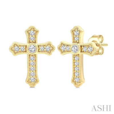 Cross Petite Diamond Fashion Earrings