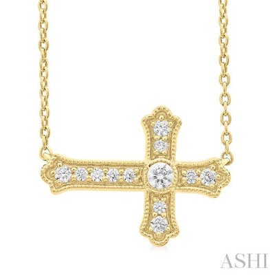 Sideway Cross Petite Diamond Fashion Pendant