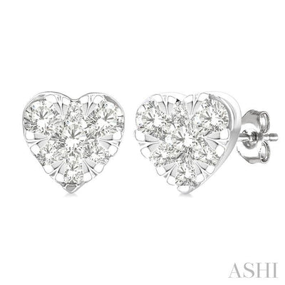 Heart Shape Lovebright Petite Diamond Stud Earrings