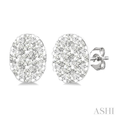 Oval Shape Lovebright Petite Diamond Stud Earrings